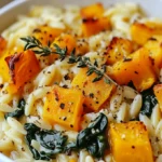Creamy Orzo with Roasted Butternut Squash and Spinach 67 Creamy Orzo with Roasted Butternut Squash and Spinach