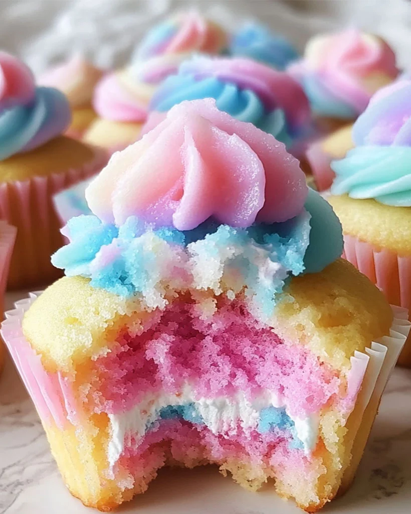 Fluffy Cotton Candy Cupcakes – Easy Dessert Recipe