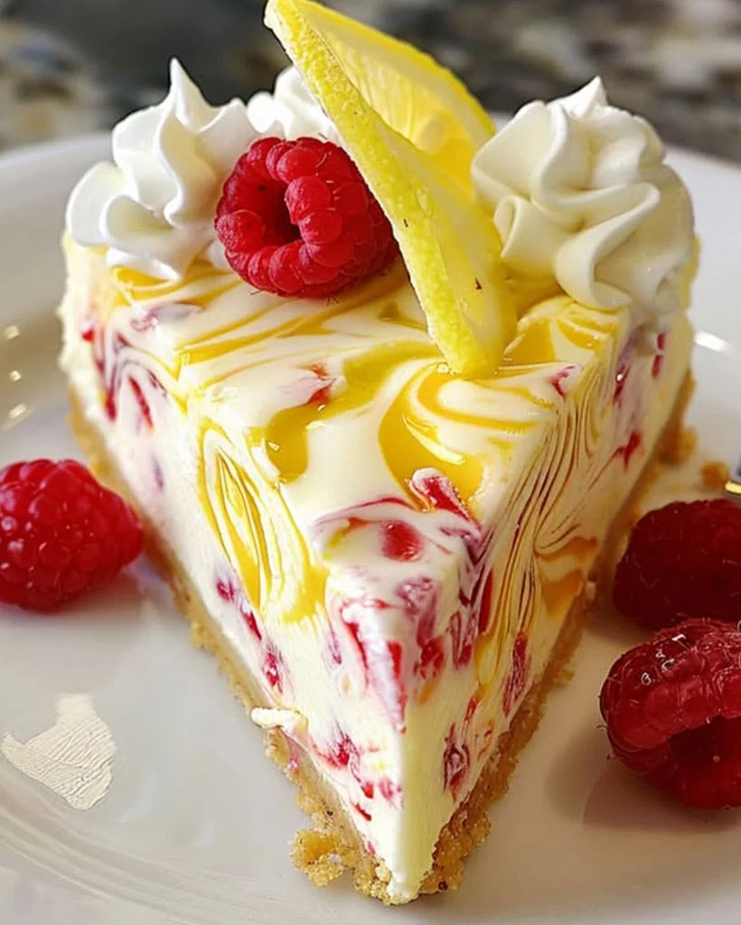 Lemon Raspberry Swirl Cheesecake – Easy Dessert Idea